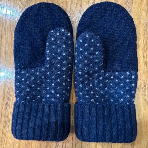 Felted Wool Mittens Handcrafted from Repurposed Eddie Bauer Sweater - Navy - Picture 3 of 5